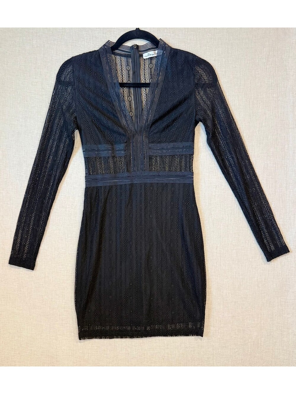 Lucy Wang Black Lace Long Sleeve Dress - Size Small / 4